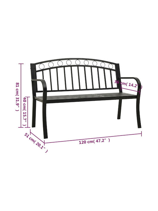 Bench Outdoor Metal Black 120x51x60cm