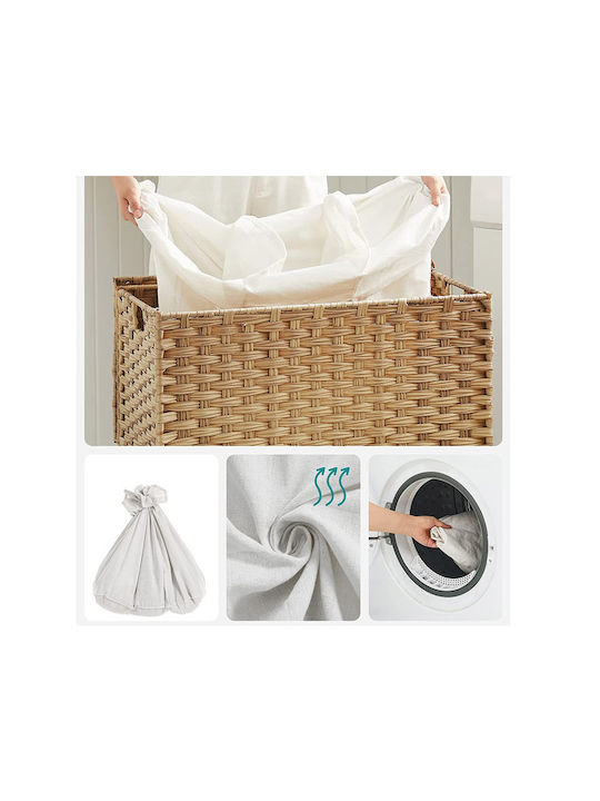Songmics Metallic Collapsible Laundry Basket 140l with Lid 66x35x60cm Brown