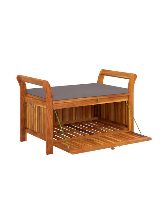 Bench Outdoor Wooden with Chest and Pillows 91x50x60cm