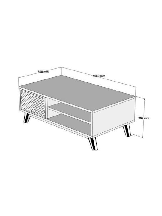 Rechteckig Couchtisch Walnut L105xB60xH38.2cm