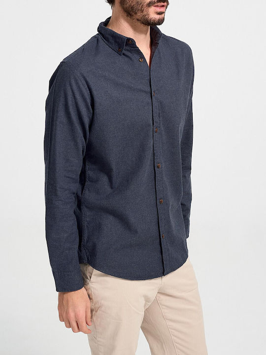 Jack & Jones Men's Shirt Long Sleeve Cotton Blue