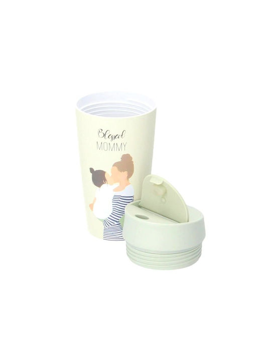 Chic Mic Blessed Mommy Bamboo Cup with Lid Beige 420ml