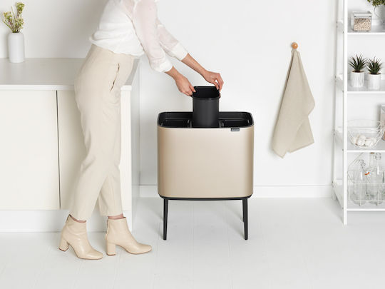Brabantia Κάδος Bo Ανακύκλωσης από Ανοξείδωτο Ατσάλι Push Champagne 33lt