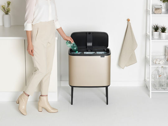 Brabantia Κάδος Bo Ανακύκλωσης από Ανοξείδωτο Ατσάλι Push Champagne 33lt
