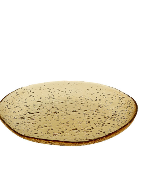Cryspo Trio Lovizna Amber Plate Desert Glass Gold with Diameter 22cm 7pcs