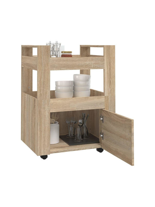 vidaXL Troleu De Bucătărie Din Lemn Cu 3 Locuri Bej 60x45x80cm