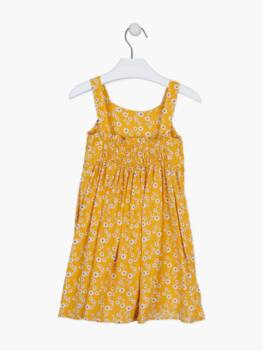 Losan Mädchen Kleid Blumen Ärmellos Gelb