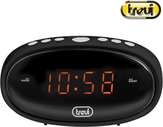 Trevi EC 880 Επιτραπέζιο Ψηφιακό Ρολόι LED με Ξυπνητήρι Μαύρο