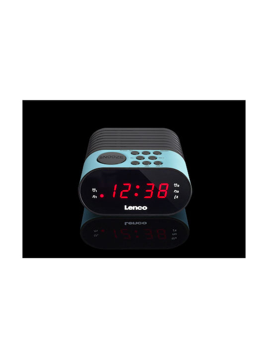Lenco Lenco Digital Tabletop Clock LED Plastic with Alarm Clock & Radio Blue CR-07