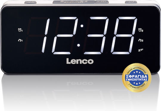 Lenco CR-18 Tabletop Digital Clock LED Plastic with Alarm Clock & Radio White CR-18
