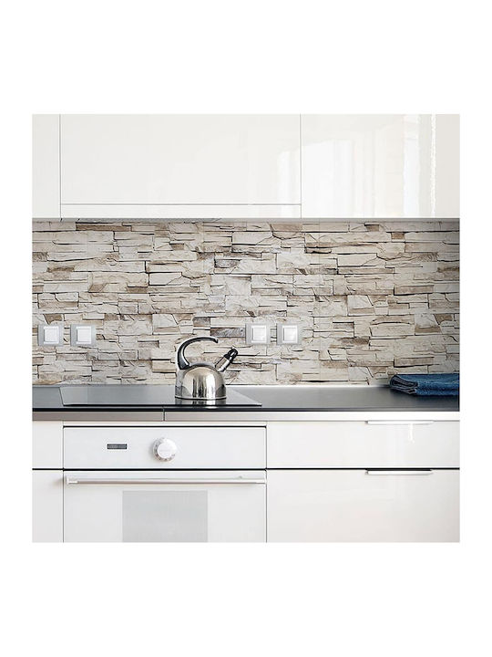 Διακοσμητικό Αυτοκόλλητο Τοίχου Beige Stones XL Κουζίνας / Μπάνιου 1τμχ 240x60εκ. Ango