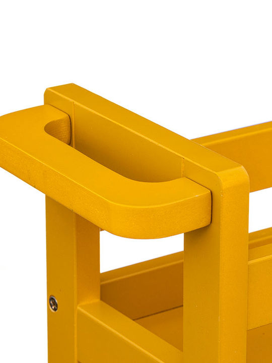 5Five Kitchen Trolley Wooden Yellow 3 Slots 40x15x75cm