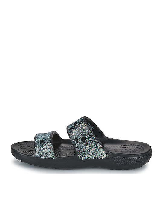 Kinder Badeschlappen Schwarz Glitter