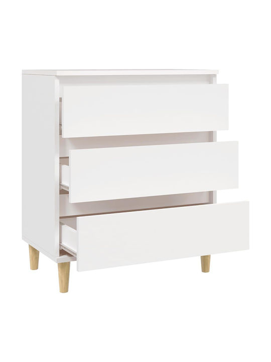 Wooden Chest of Drawers with 3 Drawers White 60x35x70cm