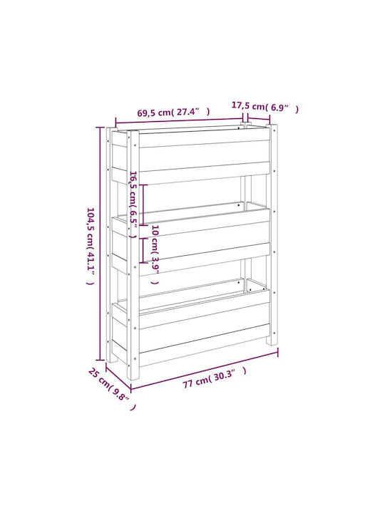 vidaXL Planter Box Lemn Alb 77x25x104.5cm.