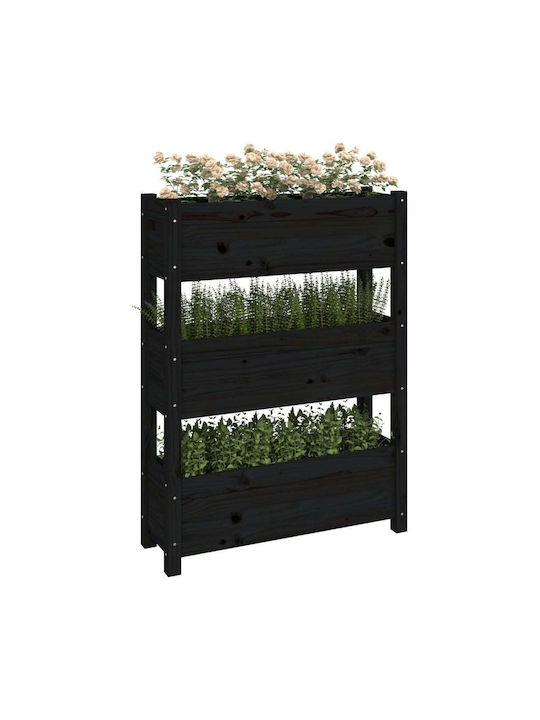 vidaXL Blumenkasten Hölzernes Schwarz 77x25x104.5cm.