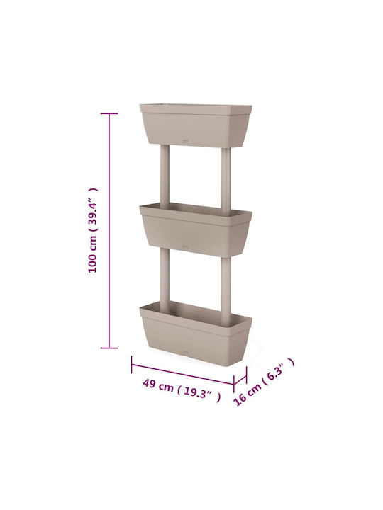 vidaXL Set of 6 Plastic Planters Taupe