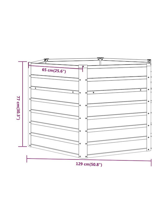 vidaXL Planter Box Metallic Brown 129x129x77cm.