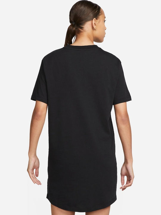 Sportswear Καλοκαιρινό Mini Αθλητικό Φόρεμα T-shirt Κοντομάνικο Μαύρο