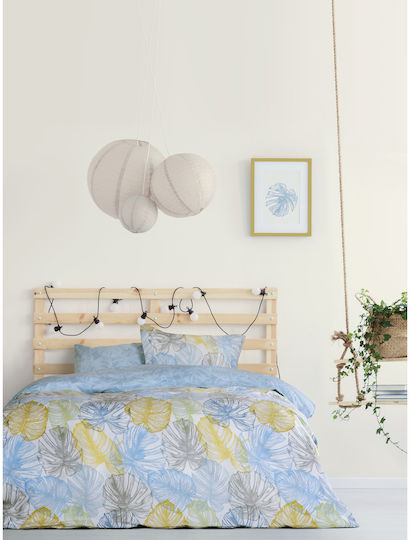 Kocoon Mostera Coverlet Queen Size from Cotton & Polyester Blue 220x240cm
