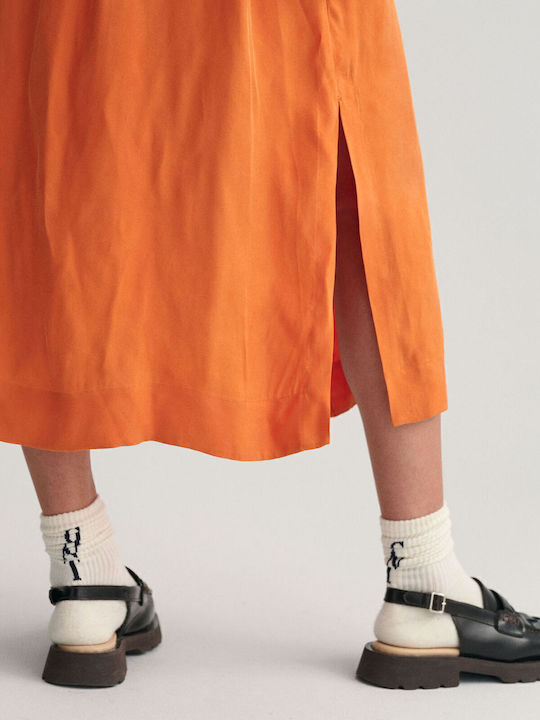Summer Midi Shirt Dress Orange