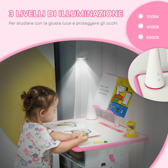 Birou Pentru Copii Din Melamină Roz 60x45x90-102cm
