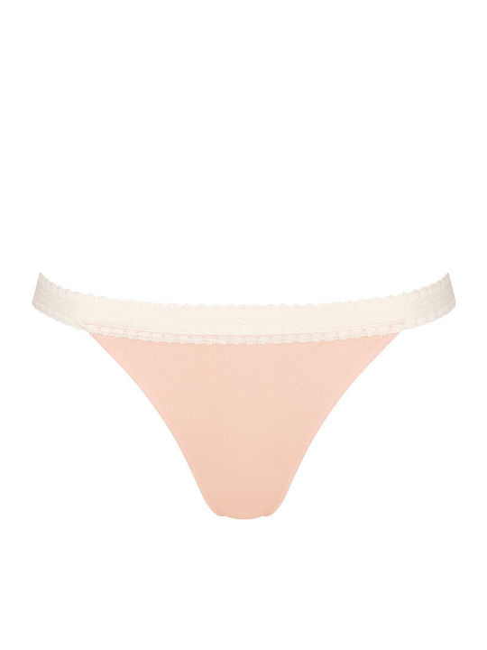 Go Ribbed H Tanga Βαμβακερά Femei Slip 2Pack Roz