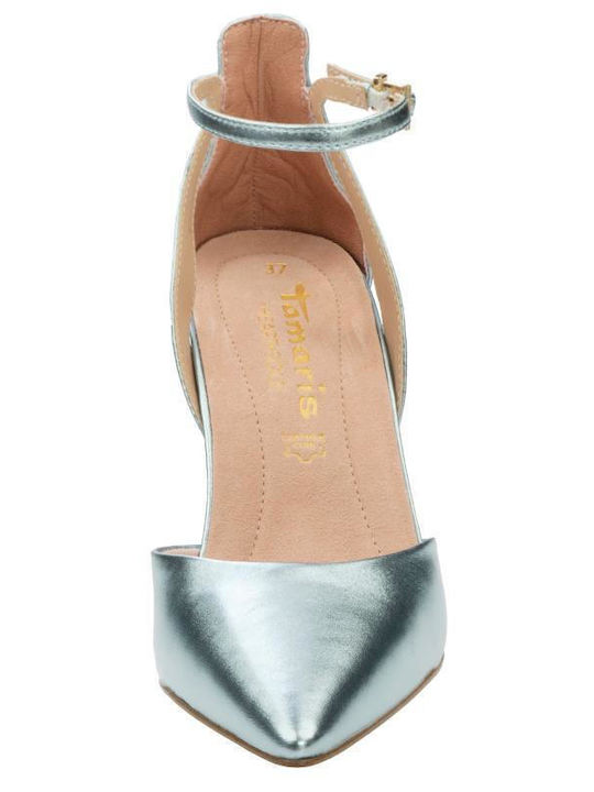 Μυτερές Γόβες με Λουράκι Light Blue Met