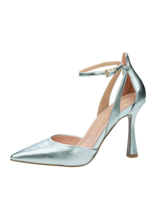 Μυτερές Γόβες με Λουράκι Light Blue Met