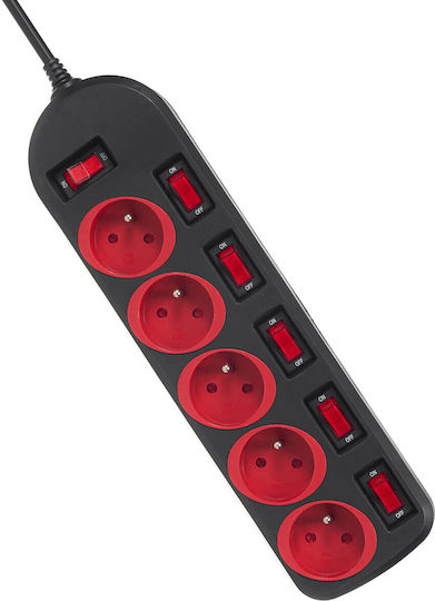 Maclean Energy Πολύπριζο Aσφαλείας 5 Θέσεων με USB-A, Διακόπτη και Καλώδιο 1.5m