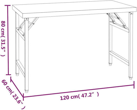 vidaXL Ανοξείδωτο Τραπέζι Μ120xΒ60xΥ145cm