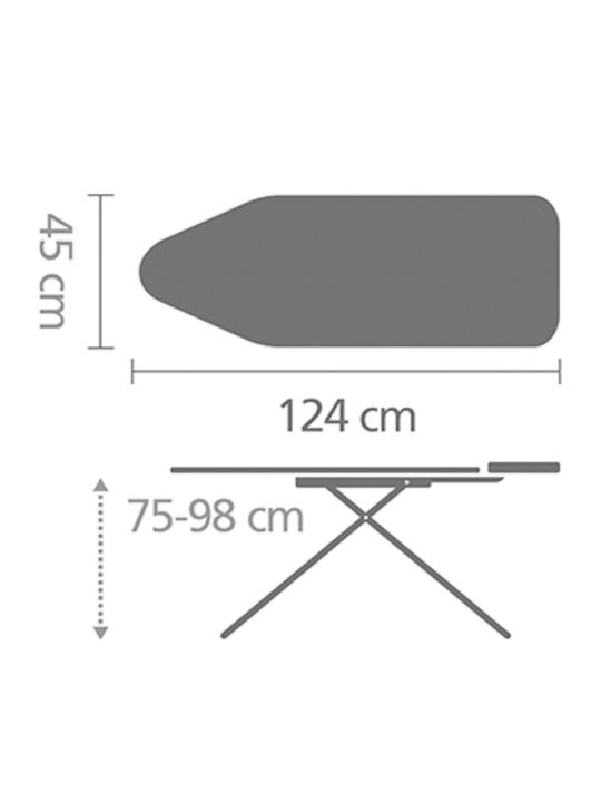 Brabantia Ironing Board for Steam Iron Foldable Denim Black 124x45x98cm