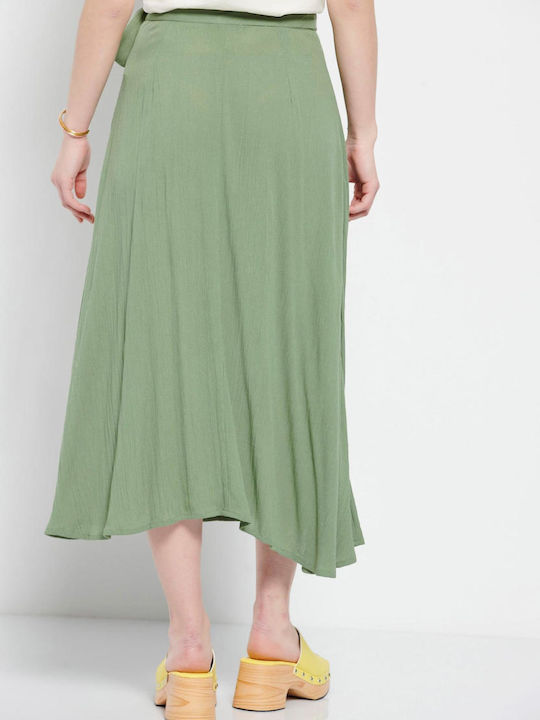 Funky Buddha Midi Envelope Skirt in Green color