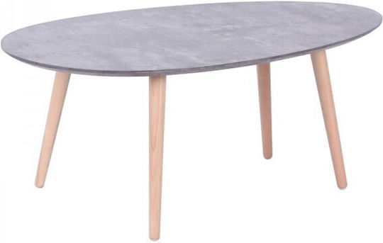 Oval Central Coffee Table Hamilton Wooden Cement and Natural M98xL60xH38cm