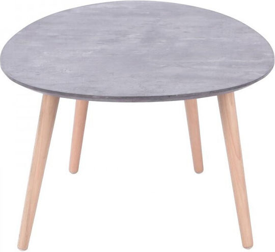 Oval Central Coffee Table Hamilton Wooden Cement and Natural M98xL60xH38cm