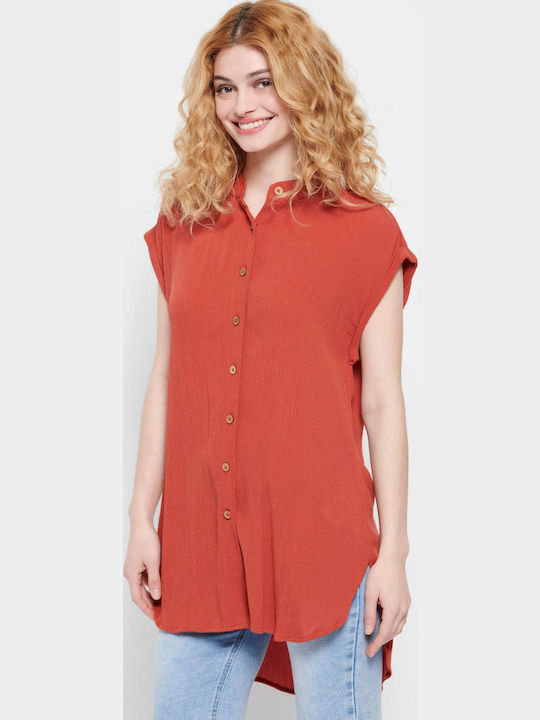 FBL007-10305 Women's Monochrome Long Sleeve Shirt Orange