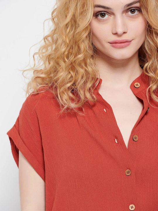 FBL007-10305 Women's Monochrome Long Sleeve Shirt Orange
