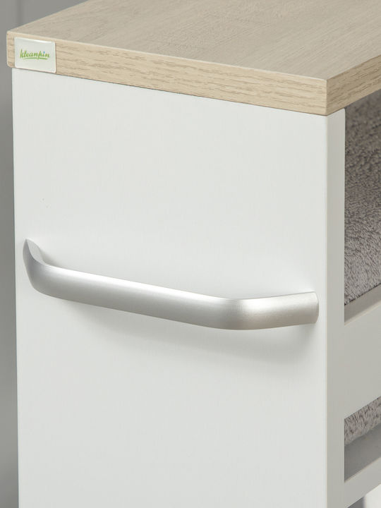 Kleankin 838-279V00WT Boden Badezimmerregal Hölzernes mit 3 Regalböden 48x15x80cm Weiß