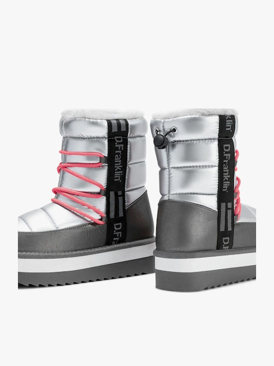 Damenstiefel Schnee mit Pelz Silber