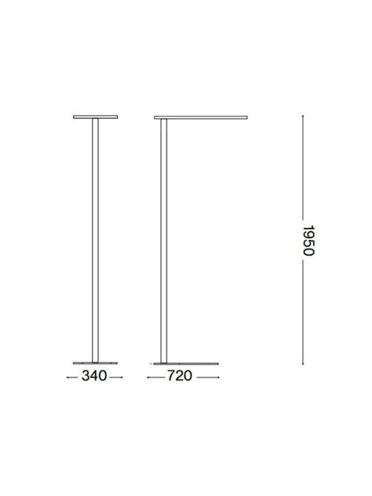 Ideal Lux Comfort LED Floor Lamp H195xW50cm. with Natural White Light 10600lm White