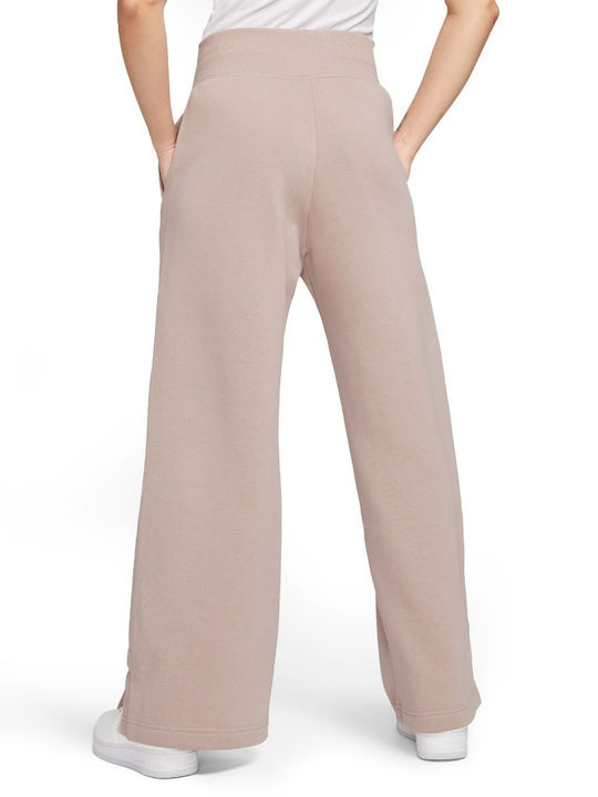 Sportswear High Waist Sweatpants Wide Fleece Beige