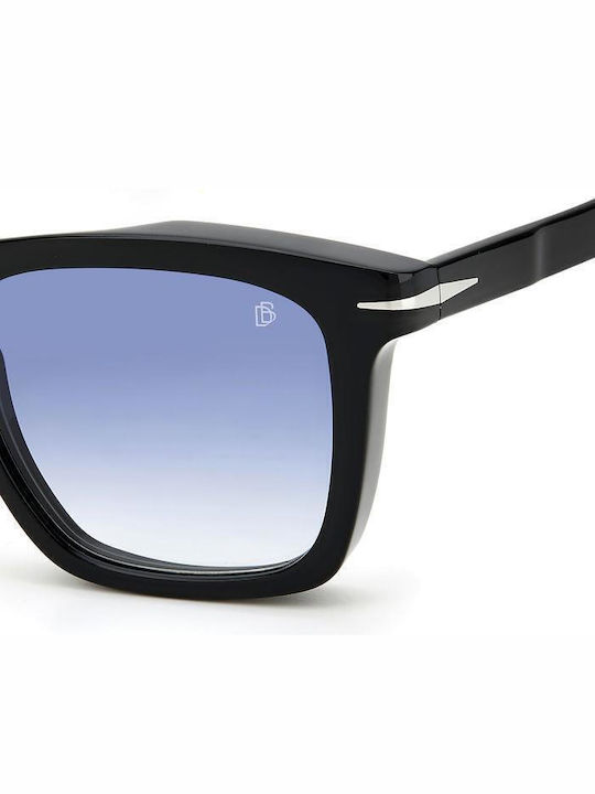 David Beckham Men's Sunglasses with Black Plastic Frame and Light Blue Gradient Lens