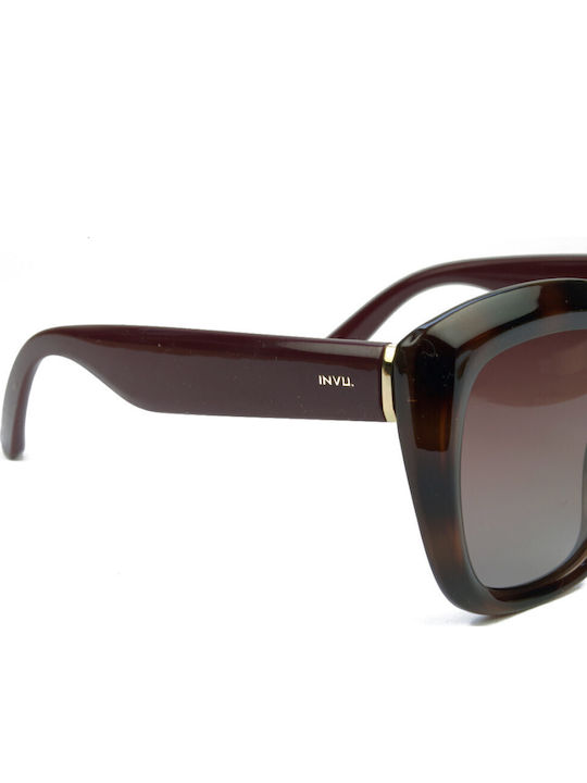 Invu Women's Sunglasses with Brown Plastic Frame and Brown Lens B2311B