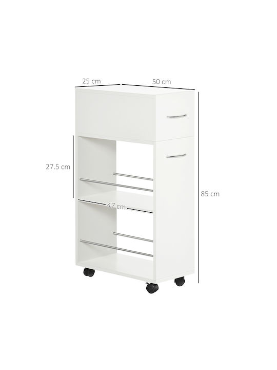 HomCom HomCom Küchenwagen Inox 3 Ebenen Weiß 50x25x85cm