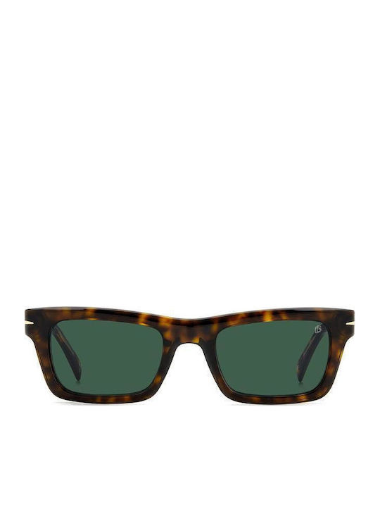 David Beckham Men's Sunglasses with Brown Tartaruga Plastic Frame and Green Lens DB 7091/s 086/QT