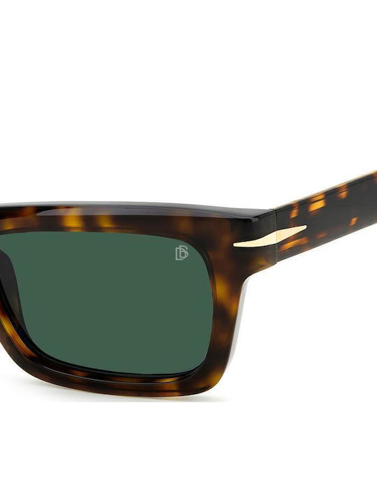 David Beckham Men's Sunglasses with Brown Tartaruga Plastic Frame and Green Lens DB 7091/s 086/QT