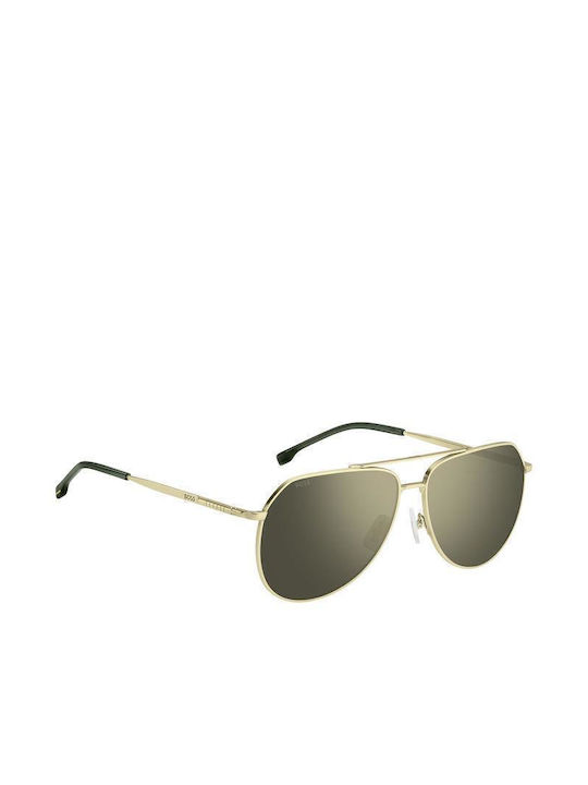 Boss Unisex Sunglasses with Gold Metal Frame and Green Mirror Lens BOSS 1447/S J5G/WM