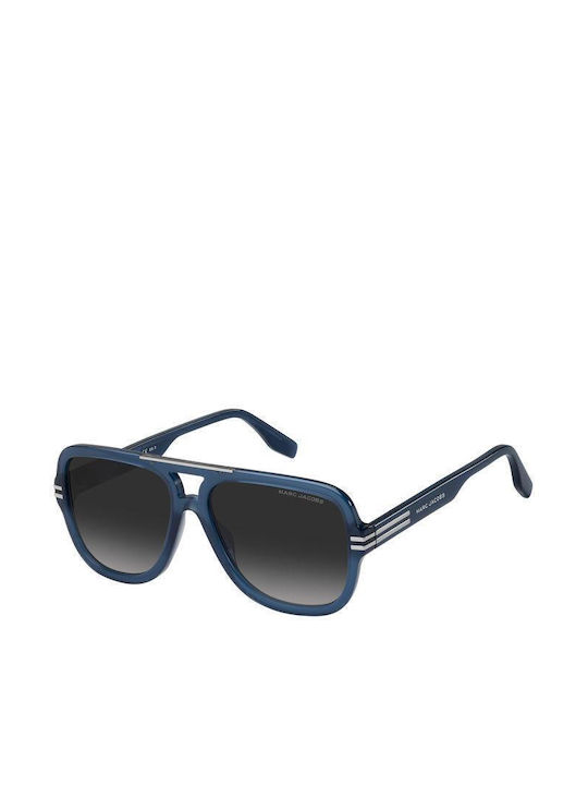 Marc Jacobs Sunglasses with Blue Acetate Frame and Gray Gradient Lenses MARC 637/S PJP/9O