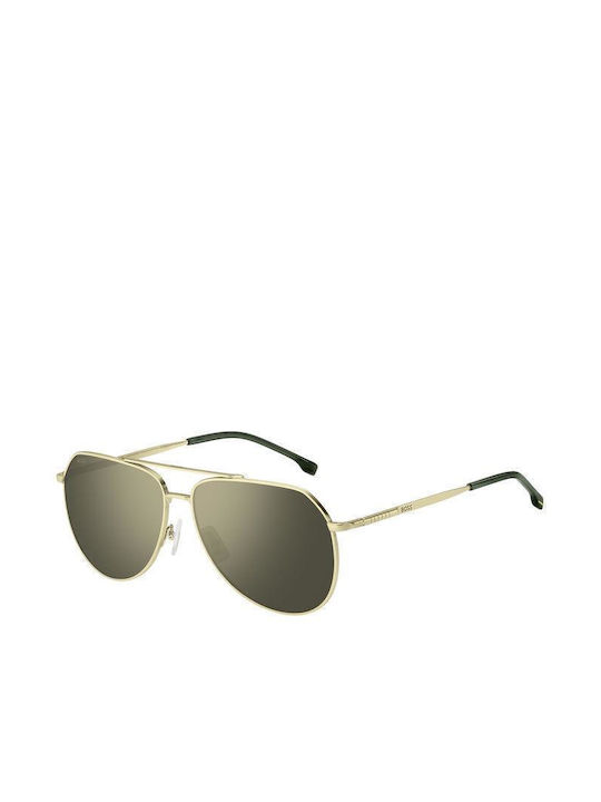 Boss Unisex Sunglasses with Gold Metal Frame and Green Mirror Lens BOSS 1447/S J5G/WM