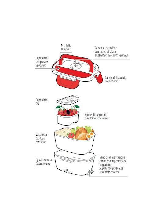 Lampa Plastic Electric Lunch Box Κόκκινο 1500ml